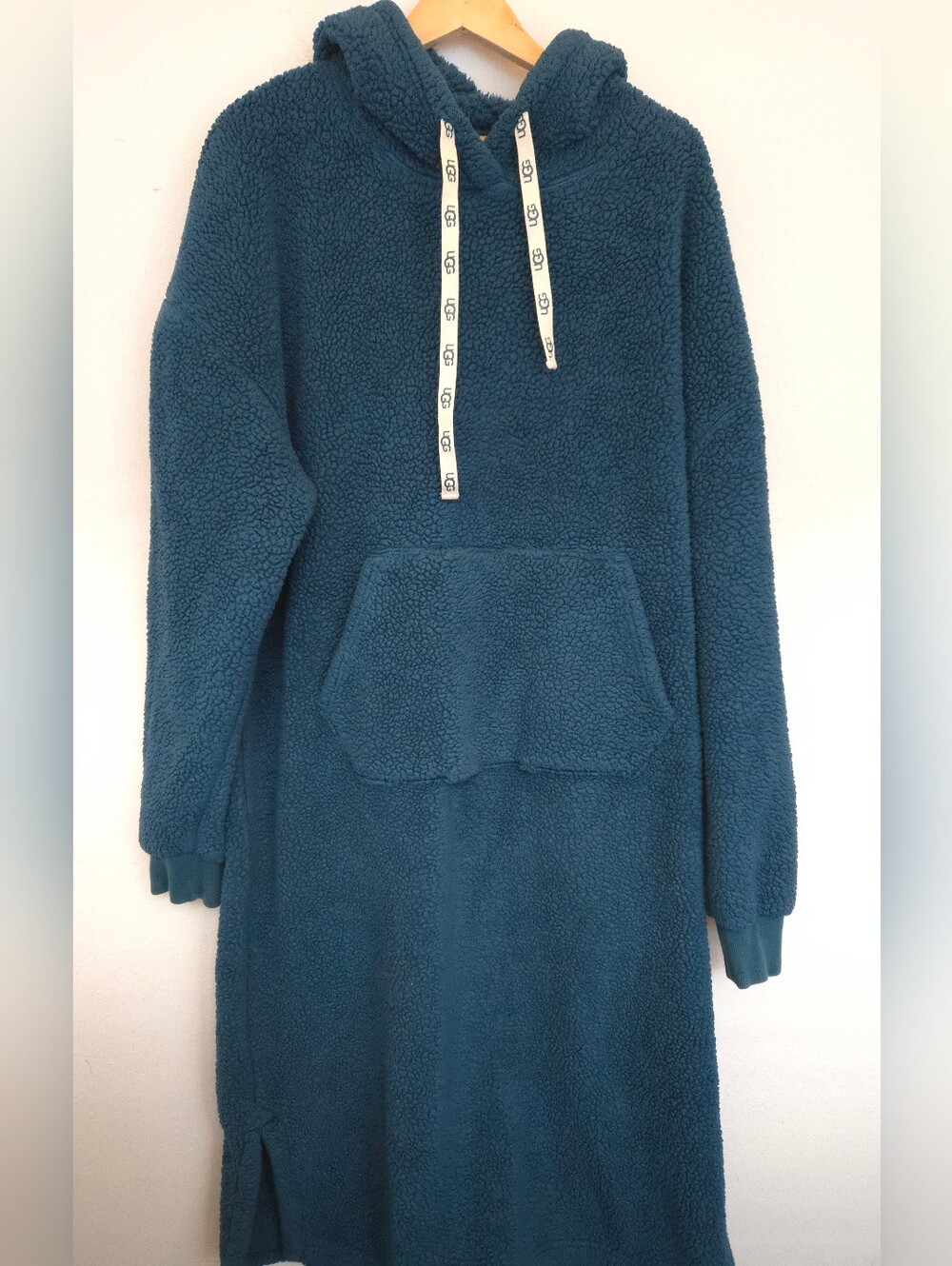 UGG Winola Sherpa Full Body Hoodie Dress Womens M/L Long Sleeve Teal Comfy